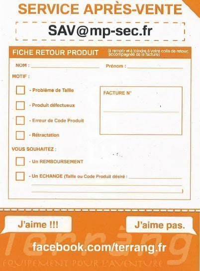 fiche retour Terrang Fiche retour Terrang